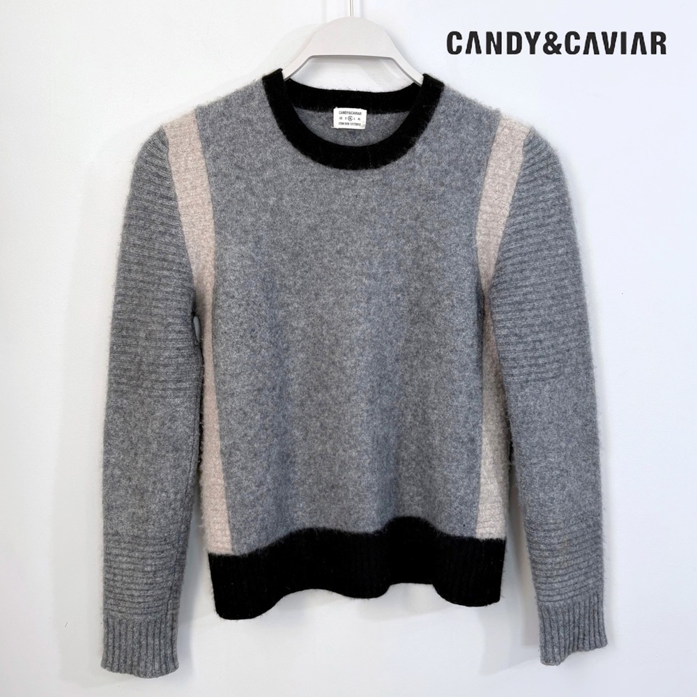 Candy & Caviar 100% Cashmere Unisex Colorblock Sweater